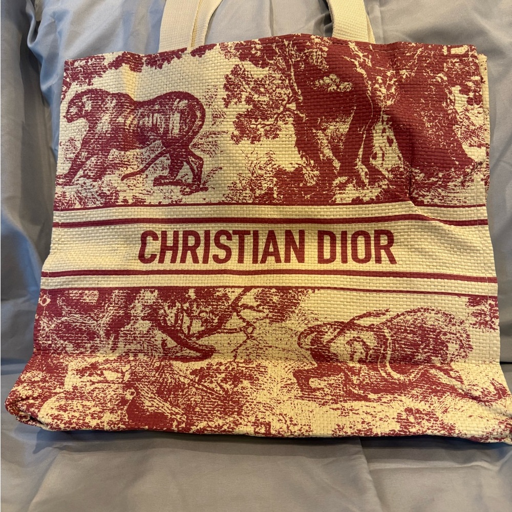 Dior Red and Cream Tote Bag